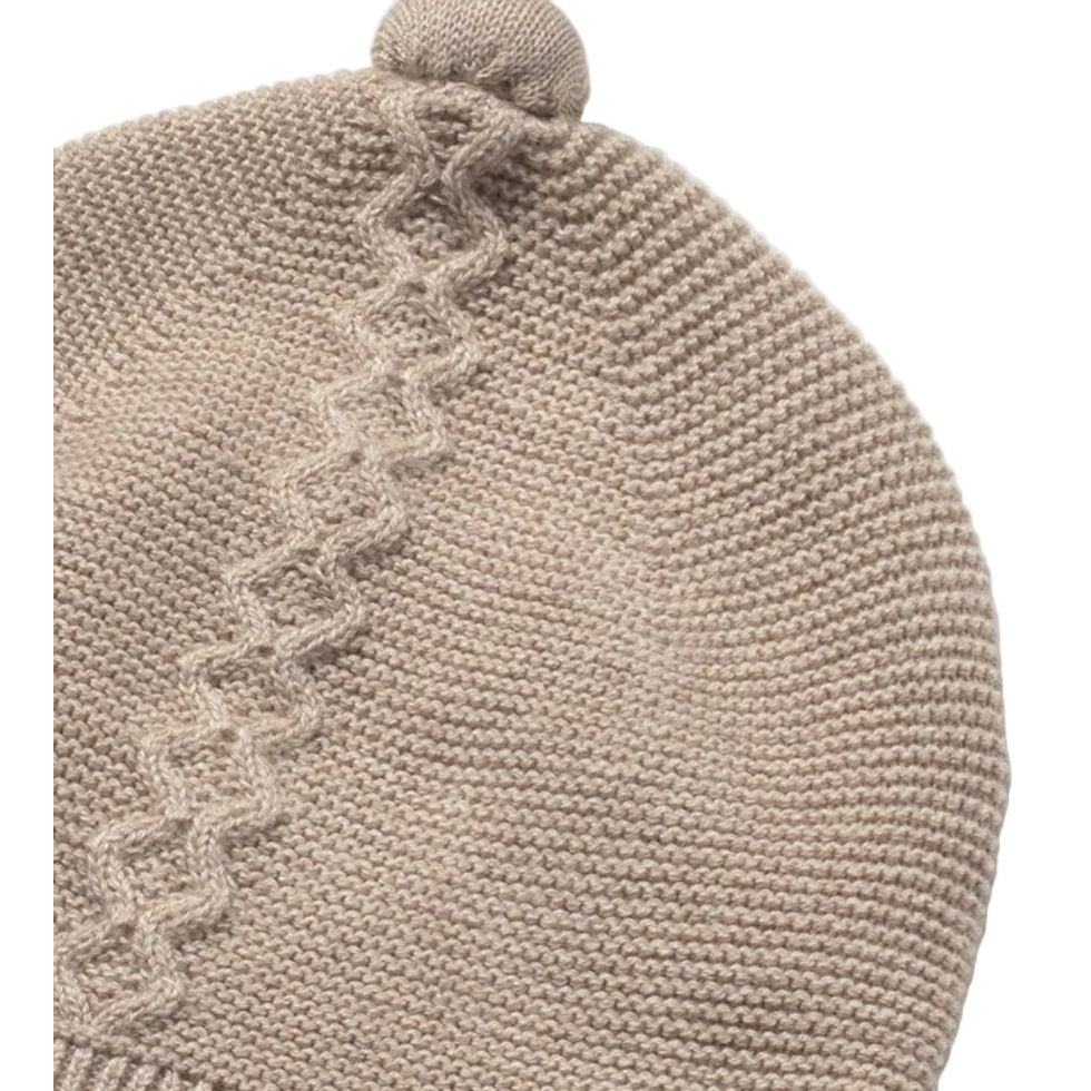 Baby Boy Cotton Knit Outfit Set – Sweater, Footie & Hat in Beige