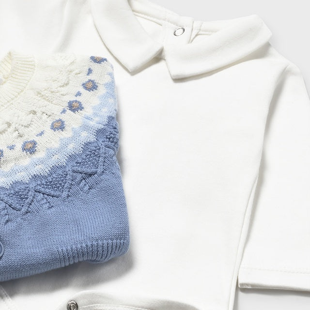 Classic 3-Piece Cotton Long Knit and Trouser Set