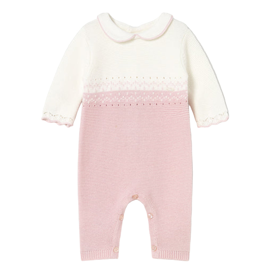 Pink Knit Tricot Romper for Baby Girl