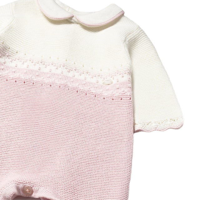 Pink Knit Tricot Romper for Baby Girl