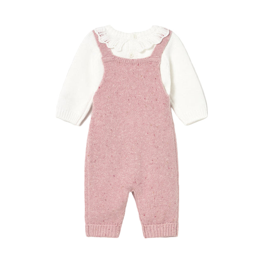 2-Piece Baby Girl Knit Set – Dungarees with Sweater