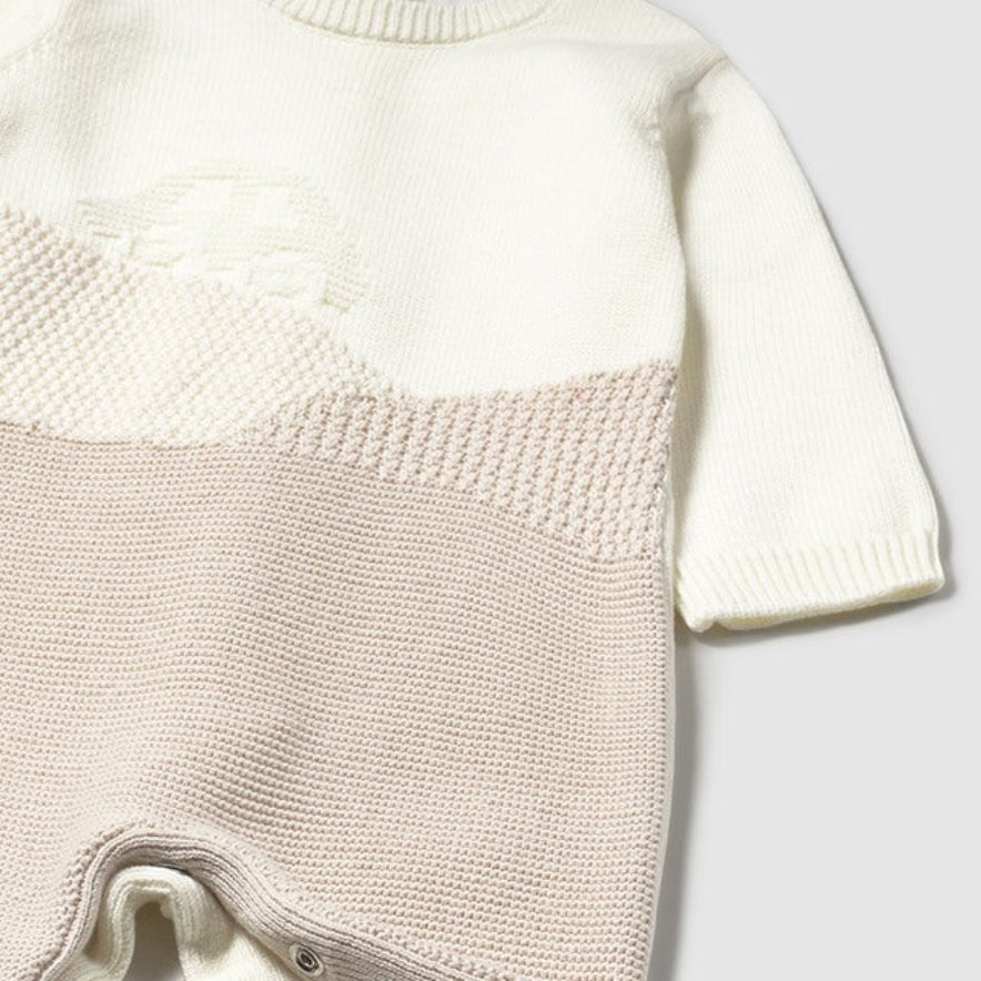 Baby Boy Tricot Knit Romper – Soft Cotton Onesie Outfit