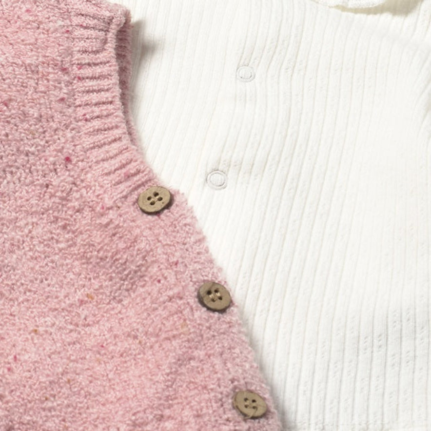 Baby Girl Knit Legging Set – Long Sleeve T-Shirt, Vest & Footie