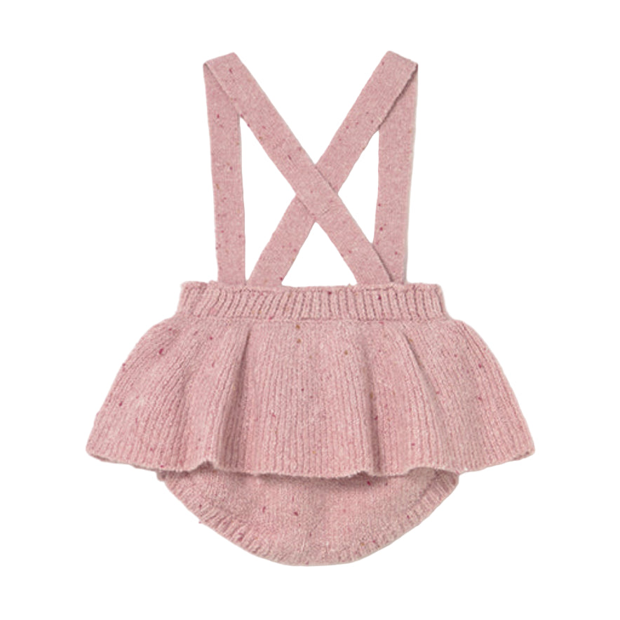 Baby Girl Knit 3-Piece Set – Pink Cardigan, Long Sleeve Top & Suspender Knickers