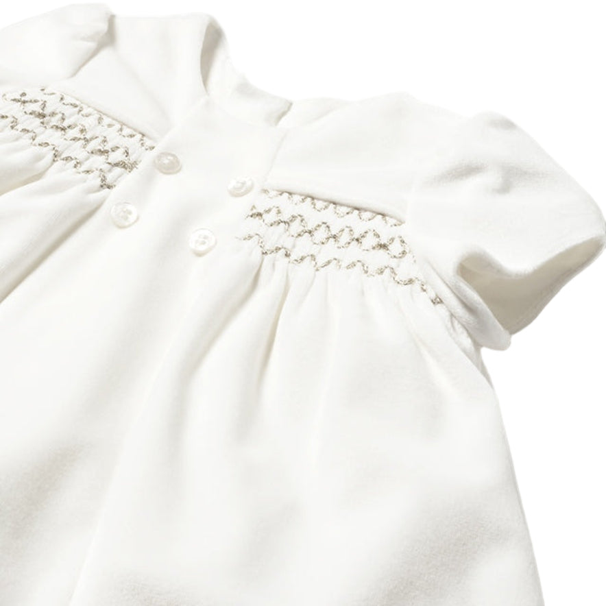 Elegant White Baby Dress with Lace Details