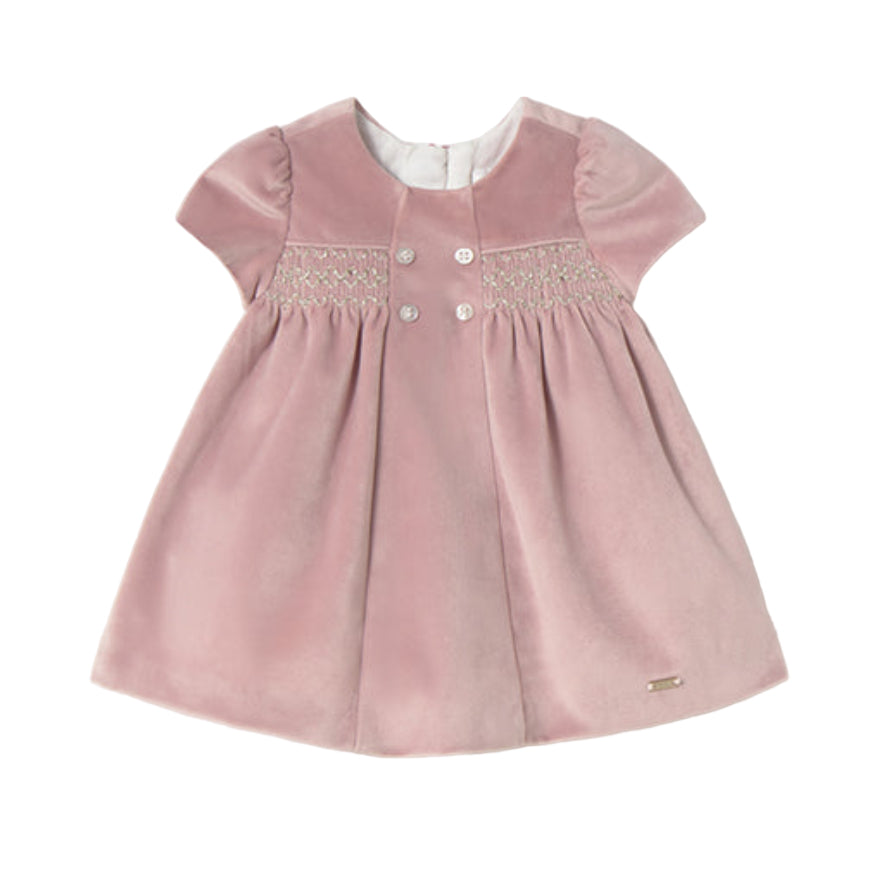 Elegant Pink Velour Dress for Baby Girl