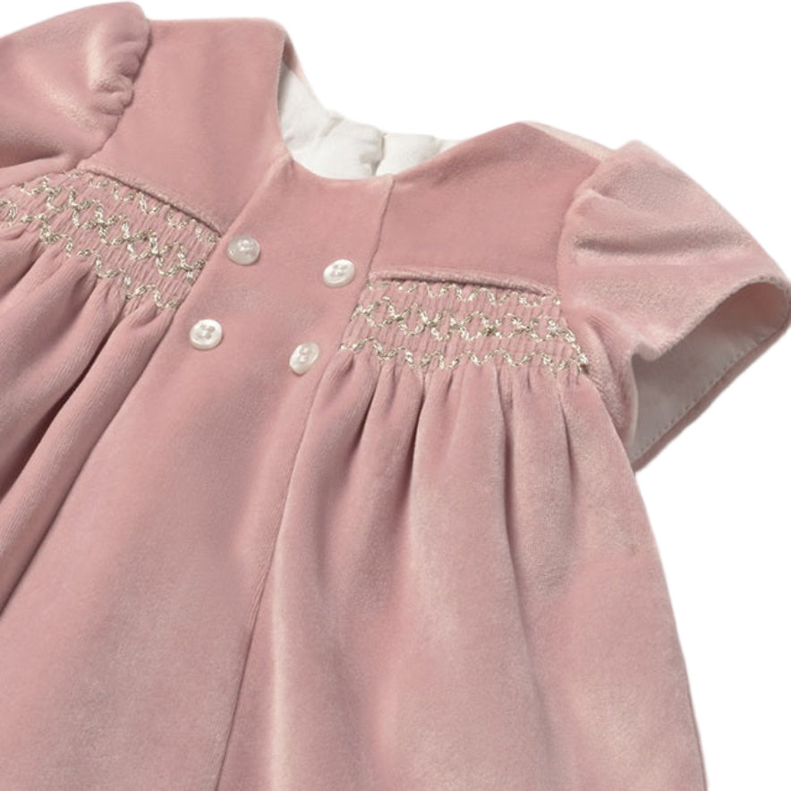Elegant Pink Velour Dress for Baby Girl