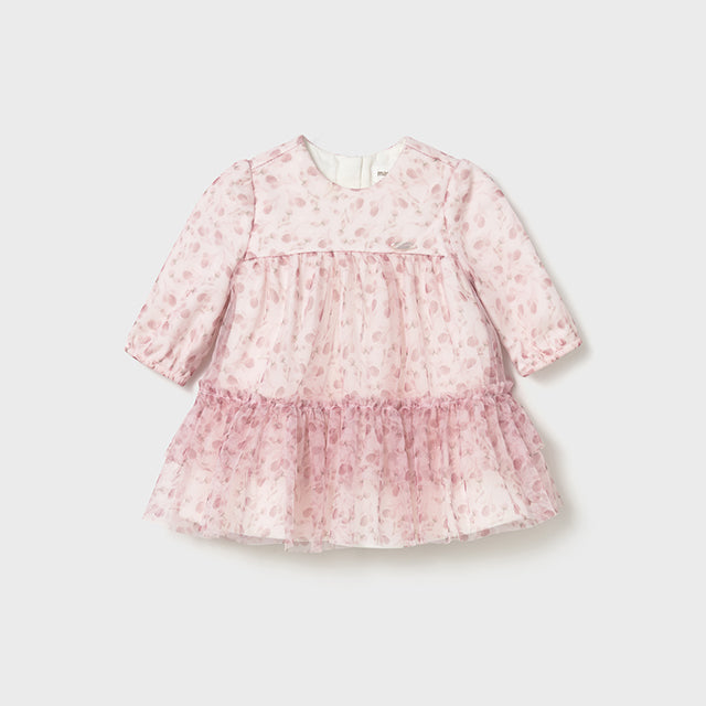 Petal Pink Layered Tulle Baby Dress with Floral Print Cottontail Children's Boutique Petal Pink Layered Tulle Baby Dress with Floral Print Cottontail Children's Boutique