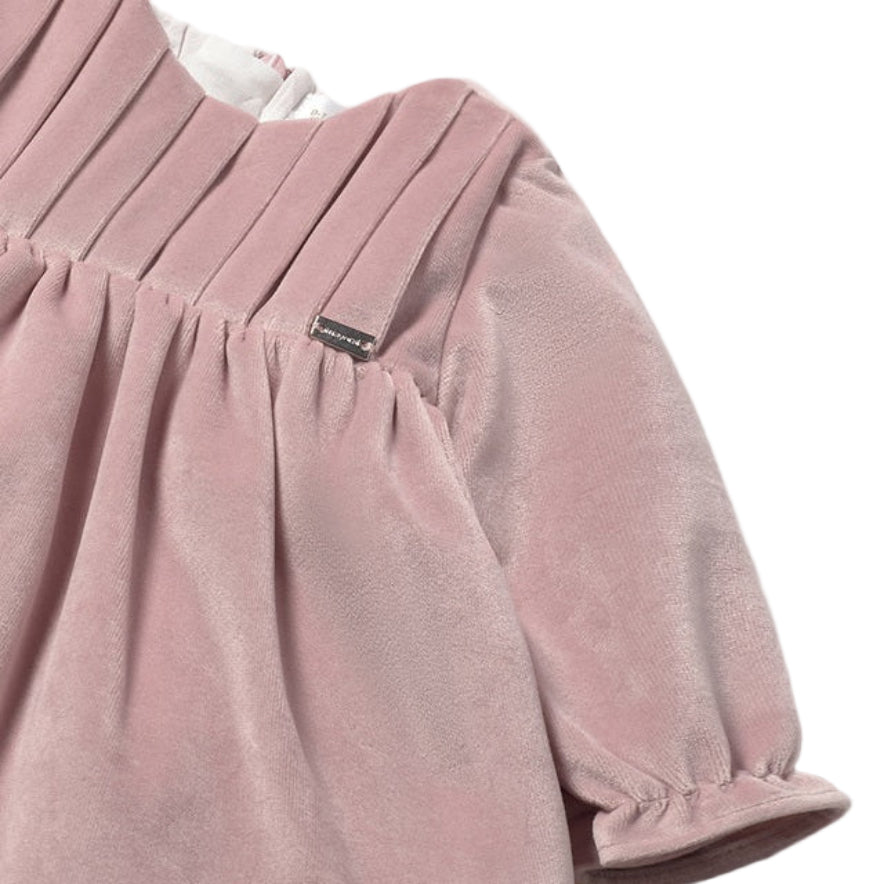 Classic Pink Velvet Baby Dress for Special Occasions
