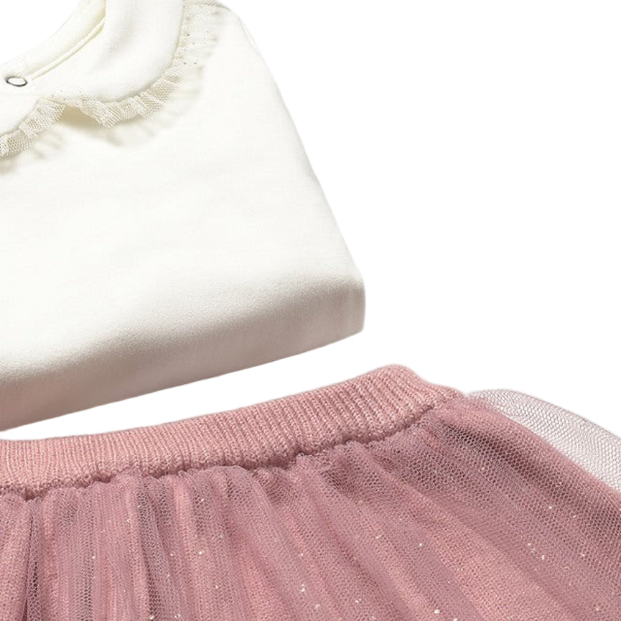 Baby Girl 3-Piece Knit Cardigan, Tulle Skirt & Bodysuit Set in Pink