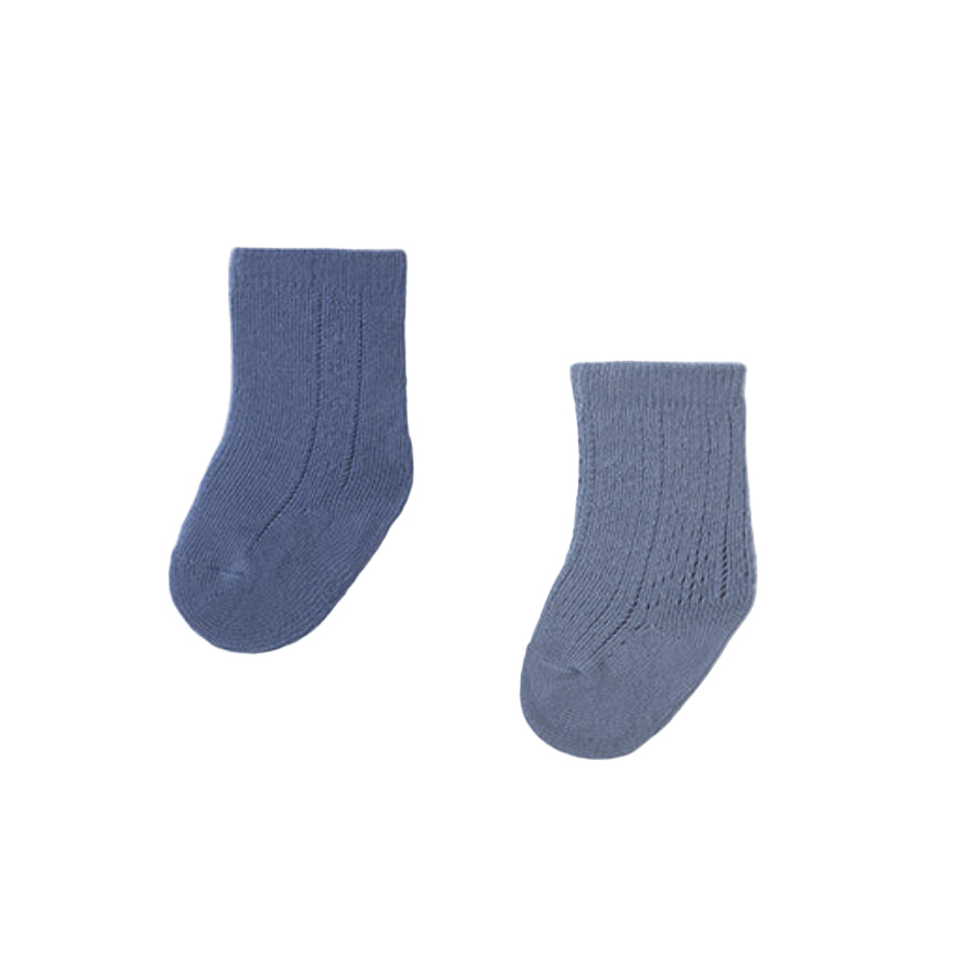 2 Pairs Arctic Blue Dressy Cotton Baby Socks