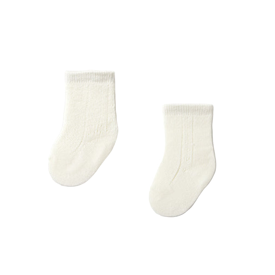 2 Pairs Light Brown Dressy Cotton Baby Socks