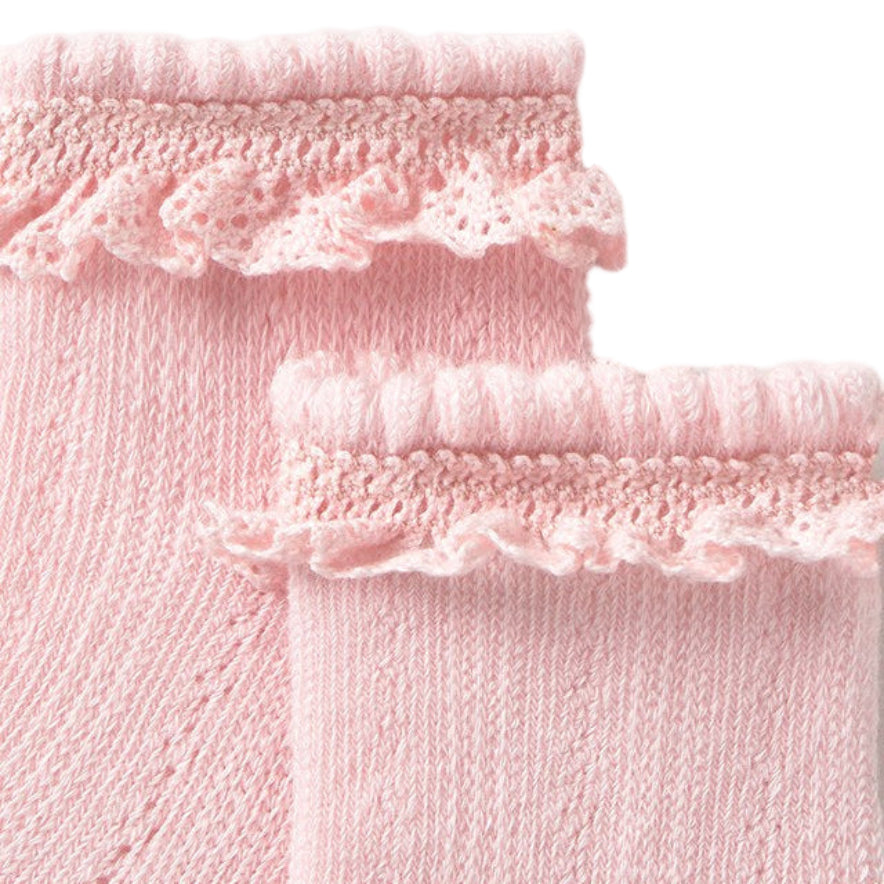 Pink Cotton Ruffle Socks for Baby Girl