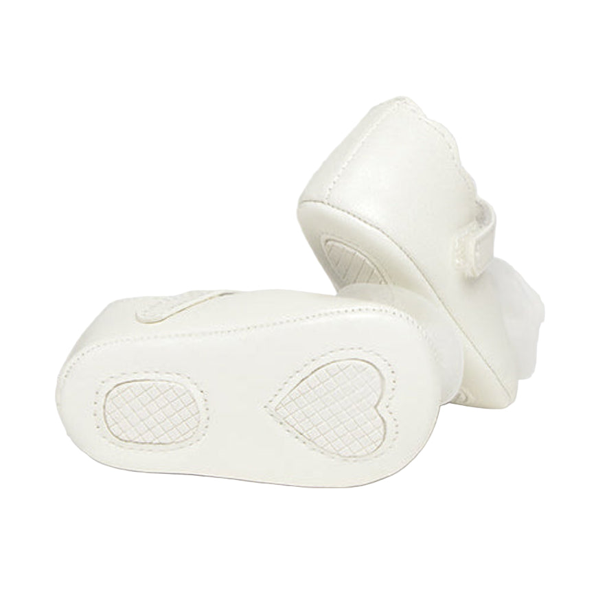 Elegant White Baby Girl Christening Shoes with Flower