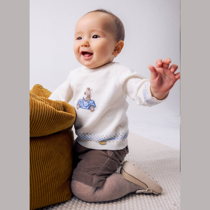 Knit Sweater & Corduroy Shorts Set with Tights