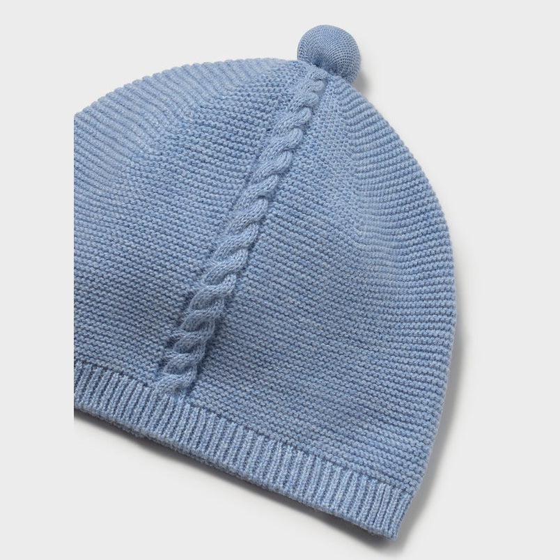 3-Piece Blue Baby Knit Leg Warmer & Hat Set