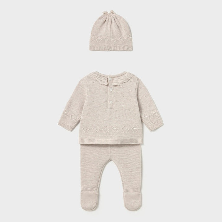 Ruffle Collar Baby Footed Pants & Hat Set