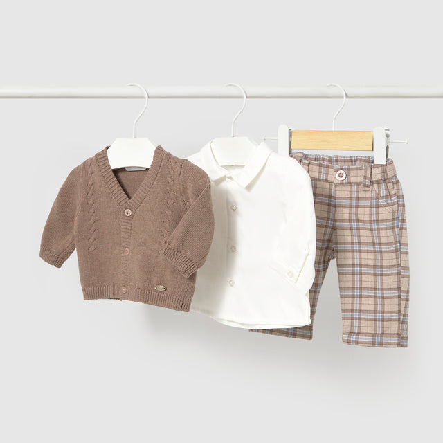 Baby Boys Plaid Pants and Cardigan Shirt Set
