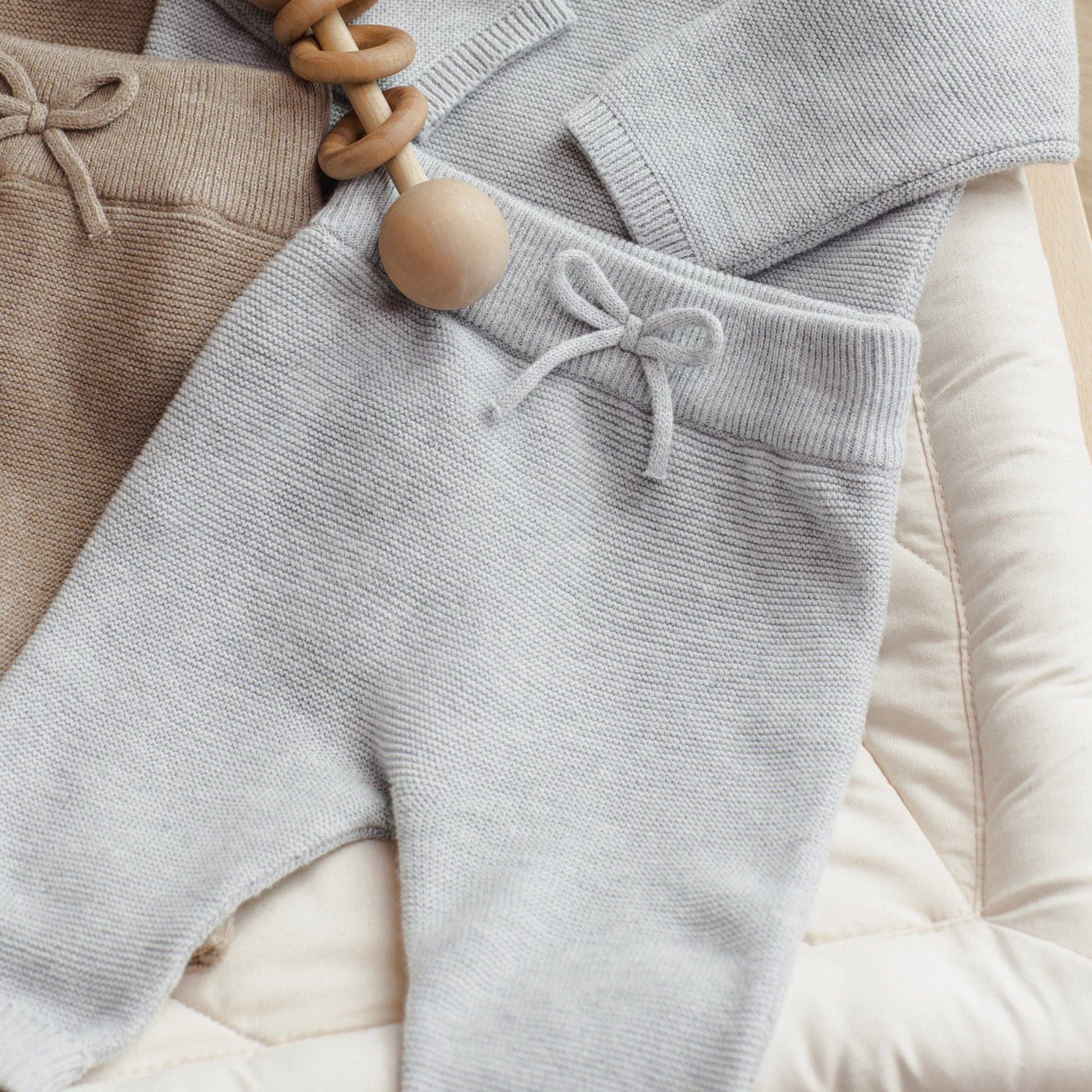 Baby & Toddler 2-Piece Dusty blue Fine Knit Sweater and Ribbed Pant Set