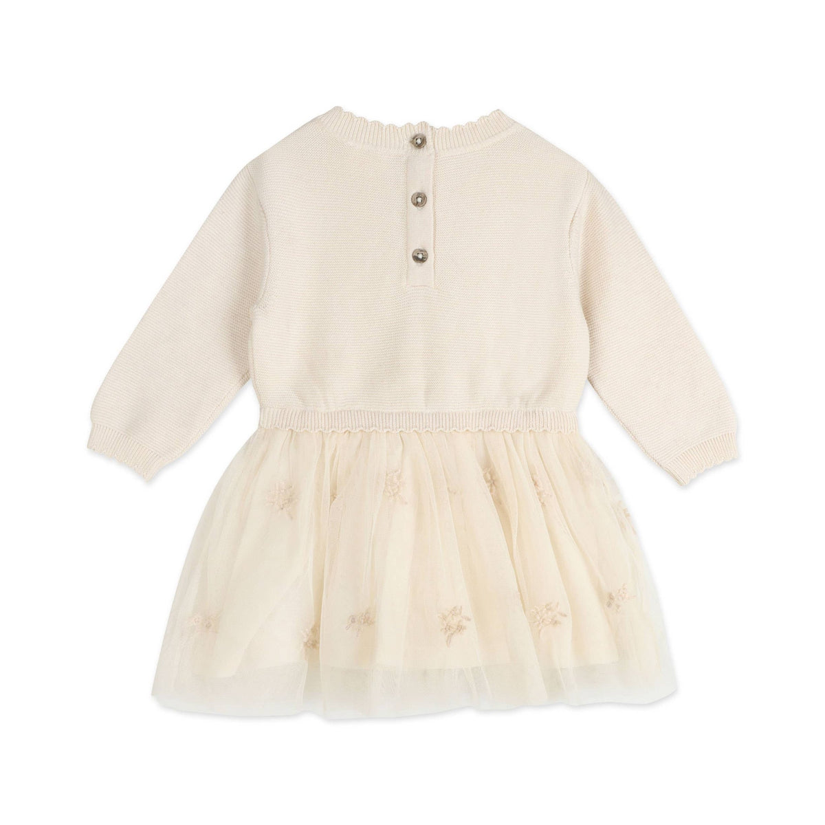 Clara Floral Knit Baby Tutu Dress (Organic Cotton): Ecru / 18-24M