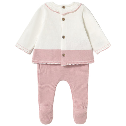 Baby Girls 2 Piece Leg Warmer Set - White and Rose