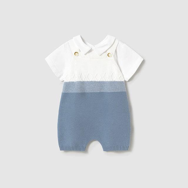 Baby Boys Knit Dungaree Set - Riviera