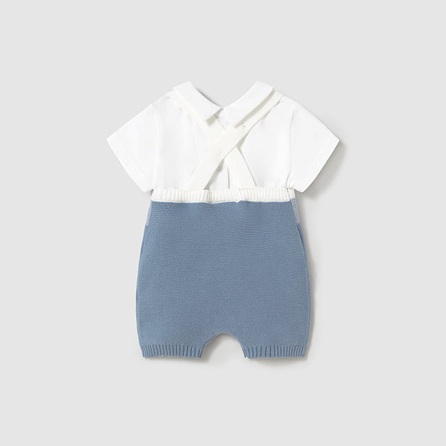 Baby Boys Knit Dungaree Set - Riviera