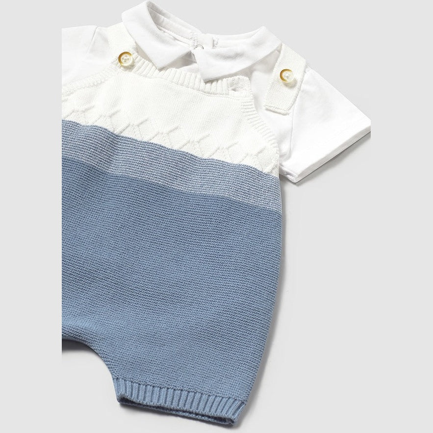 Baby Boys Knit Dungaree Set - Riviera
