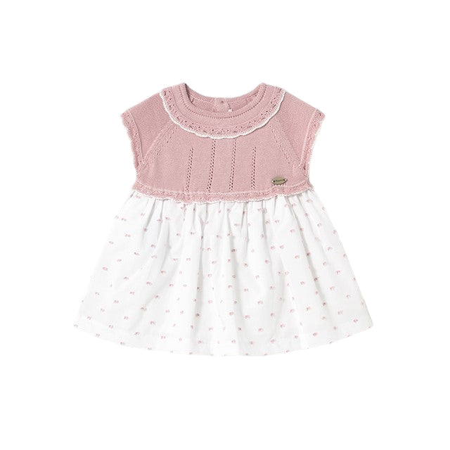 Baby Girls Knit Short Sleeve Dress - Pink