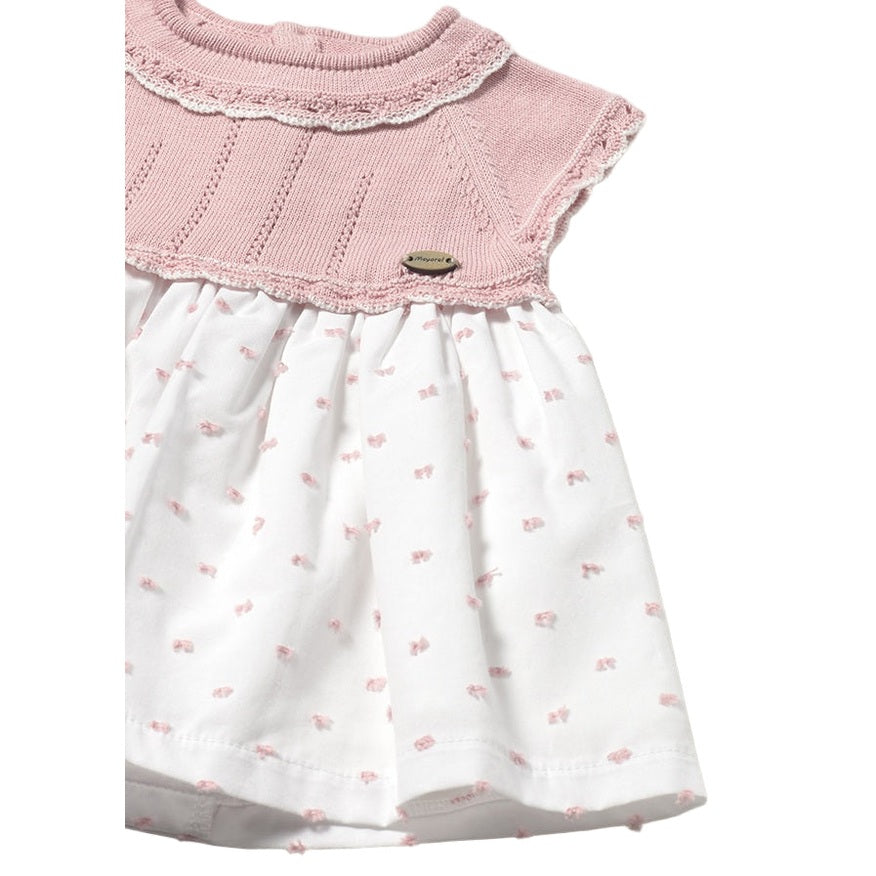 Baby Girls Knit Short Sleeve Dress - Pink