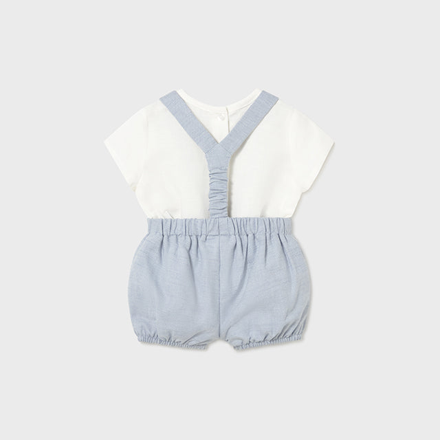 Baby Boy 2-Piece Linen Shorts Set with Suspenders