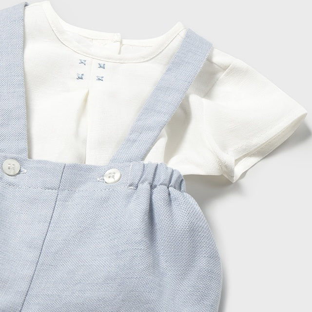 Baby Boy 2-Piece Linen Shorts Set with Suspenders
