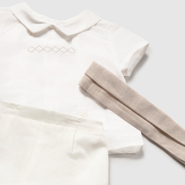 Baby Boy 2-Piece Natural Linen Shorts Set