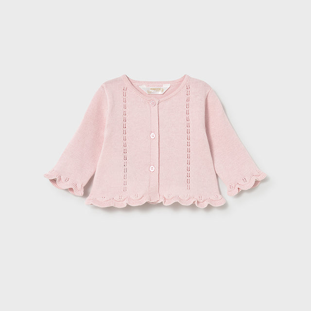 Baby Girl 3-Piece Scalloped Tricot Cardigan Set