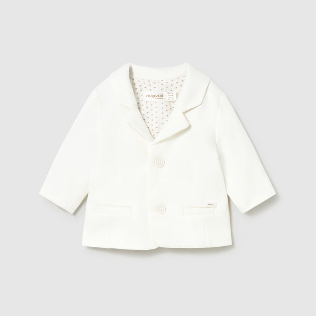 Baby Boy White Tailored Blazer with Polka Dot Lining
