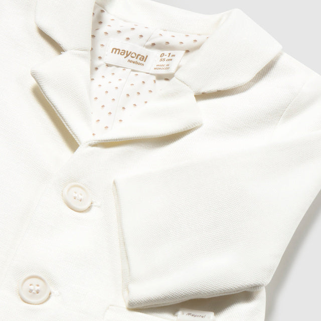 Baby Boy White Tailored Blazer with Polka Dot Lining