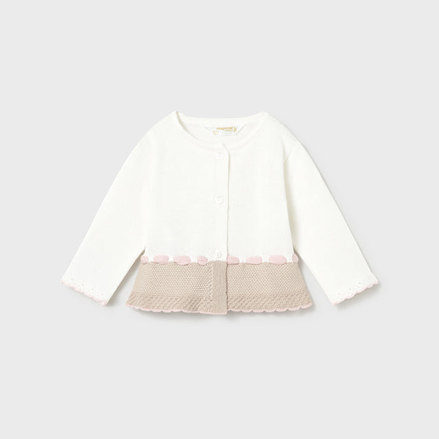 Baby Girl 3-Piece Beige Knit Cardigan Set