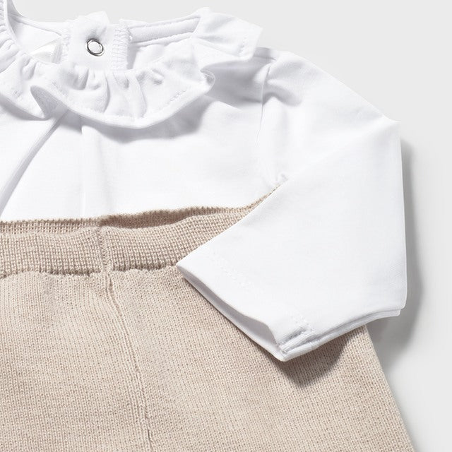 Baby Girl 3-Piece Beige Knit Cardigan Set