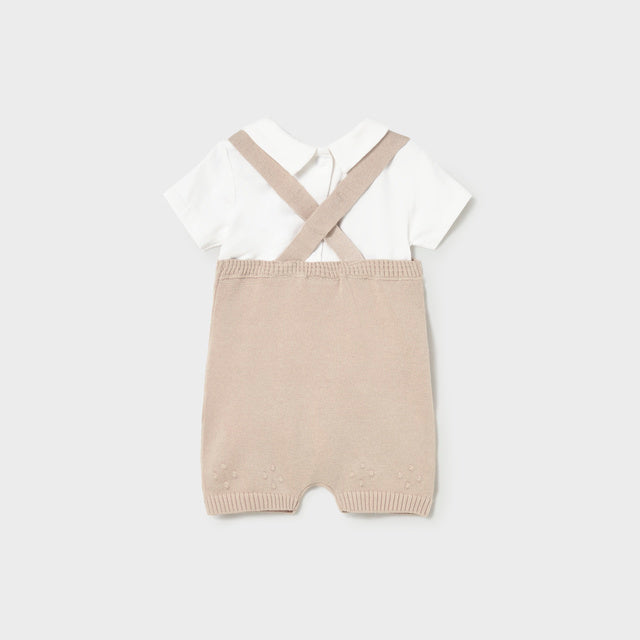 Baby Boy Mole Beige Knitted Elephant Overalls Set