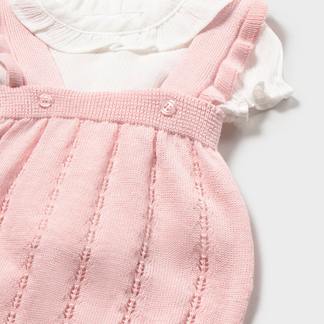 Baby Girl Soft Cotton Short Sleeve Top with Ruffle Collar and Puff Sleeves