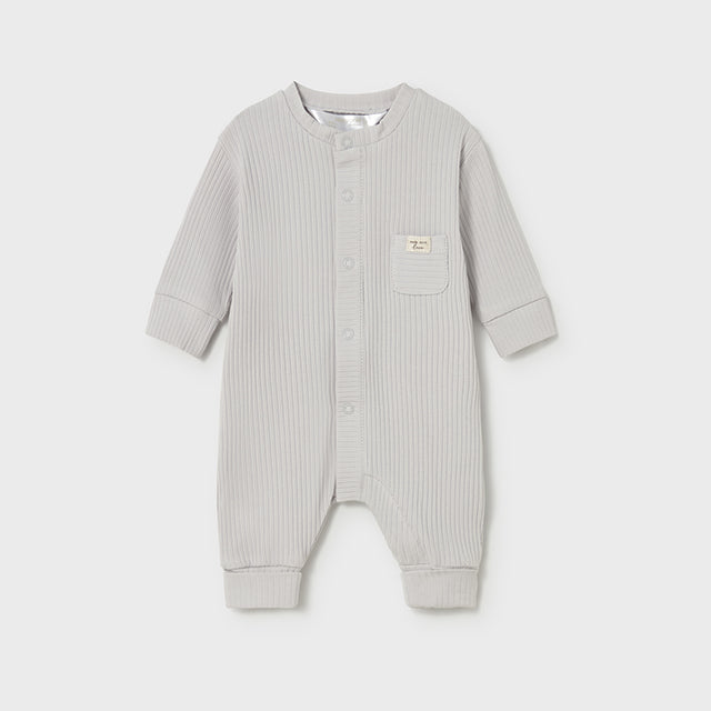Baby Silver Grey Ribbed Long Onesie