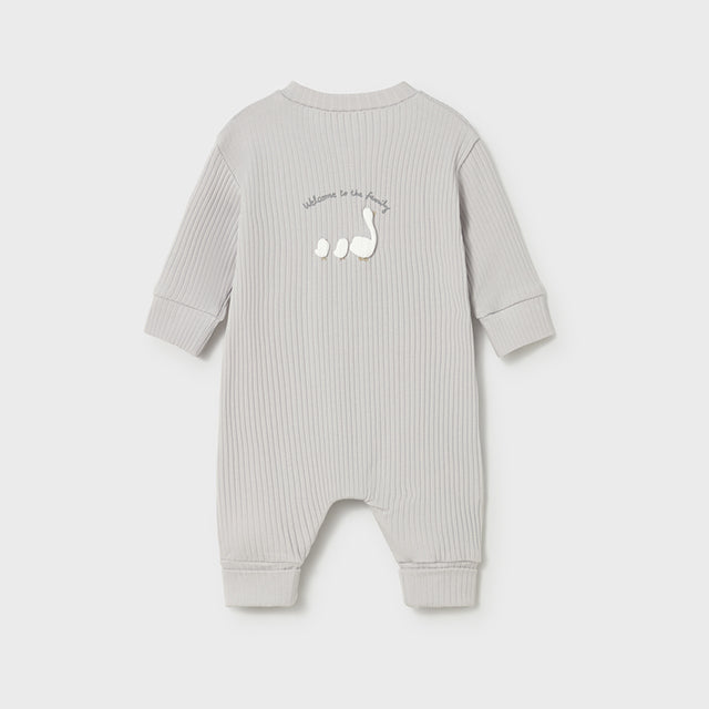 Baby Silver Grey Ribbed Long Onesie
