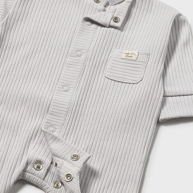 Baby Silver Grey Ribbed Long Onesie