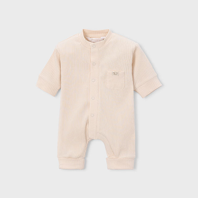 Baby Chickpea Beige Ribbed Long Onesie