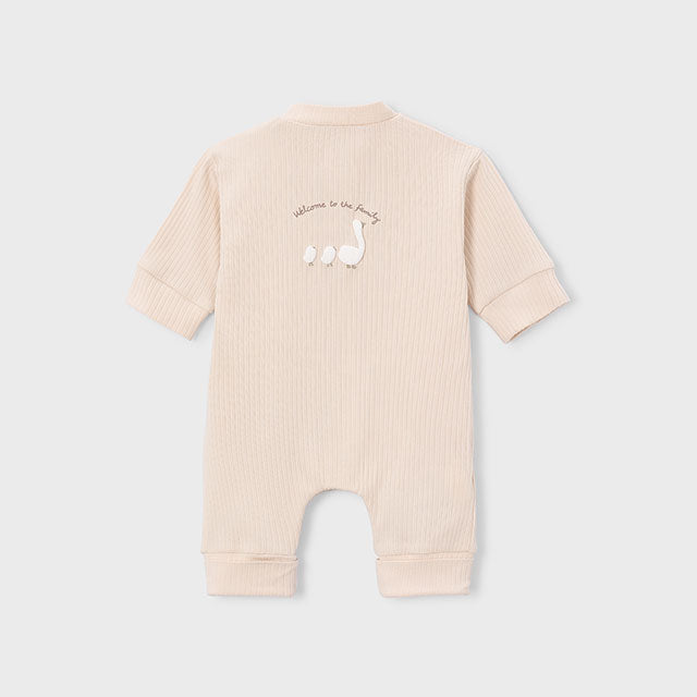 Baby Chickpea Beige Ribbed Long Onesie