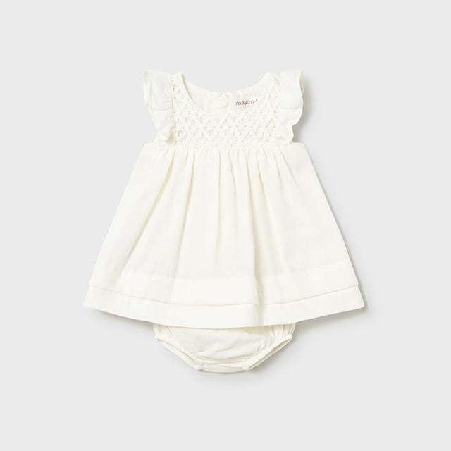 Baby Girl White Smocked Cotton Dress