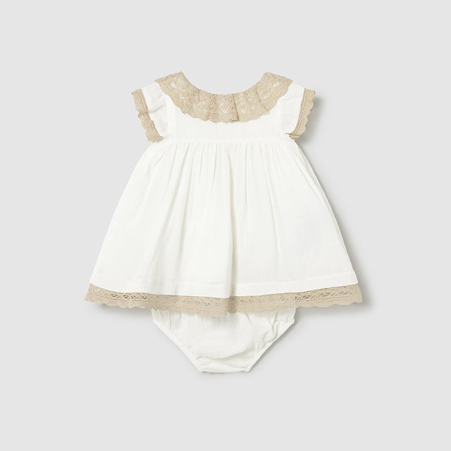 Baby Girl Cream Flutter Sleeve Dress