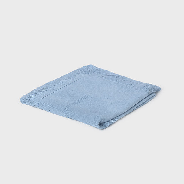 Sky Blue Knit Baby Blanket