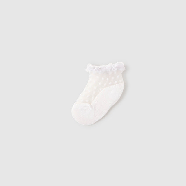 Baby Girl Sheer Polka Dot Tulle Ankle Socks with Ruffle Trim