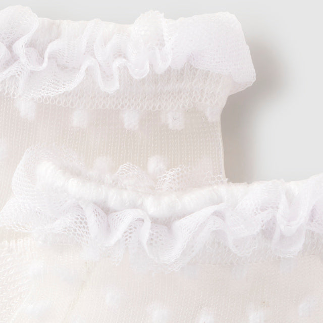 Baby Girl Sheer Polka Dot Tulle Ankle Socks with Ruffle Trim